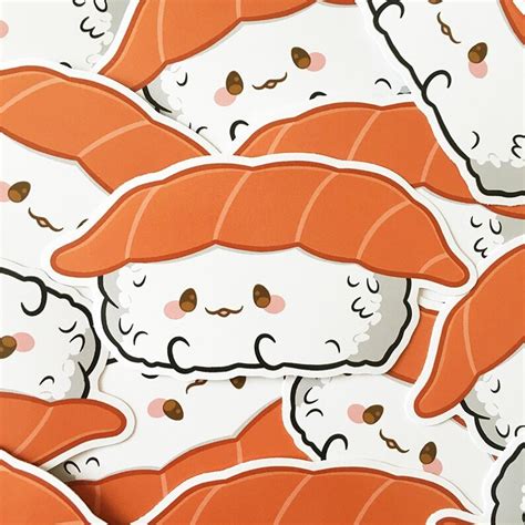 Sushi Buddy Cute Kawaii Salmon Nigiri 8cm Vinyl Notebook Etsy