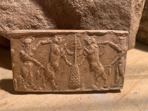 Gilgamesh And Bull Man Akkadian Cylinder Seal Impression Mesopotamian