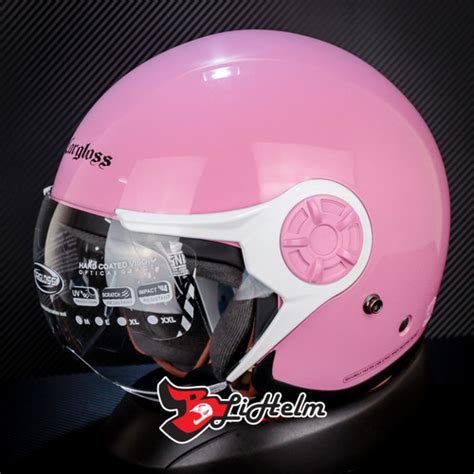 Promo Retro Helm Cargloss Yrh Milk Shake Pink Helm Hijab Half Face