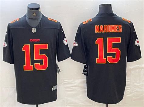 Kansas City Chiefs #15 Patrick Mahomes with Red Number/Gold Fashion ...