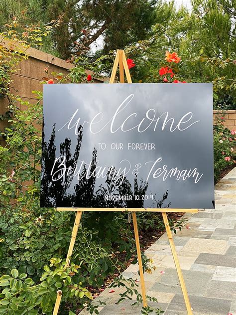 Black Acrylic Wedding Welcome Sign Modern Chic Wedding Etsy