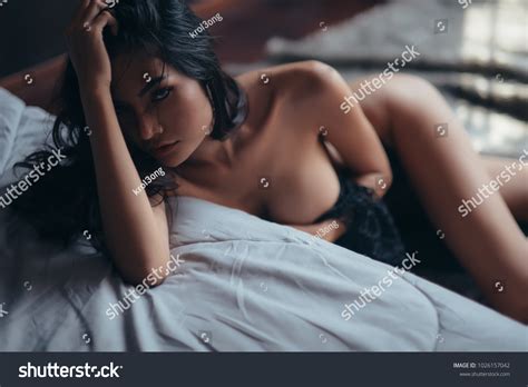 Sexy Asian Woman On Black Lingerie Stock Photo Shutterstock