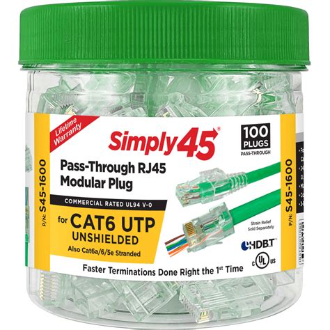 Simply45 Cat 6 UTP Unshielded RJ45 Pass Through Modular S45 1600