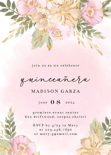 Flower Themed Quinceanera Invitations | Best Flower Site