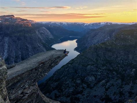 Trolltunga Hike Level Fjord Hardanger Stavanger Pemandangan Norwegia