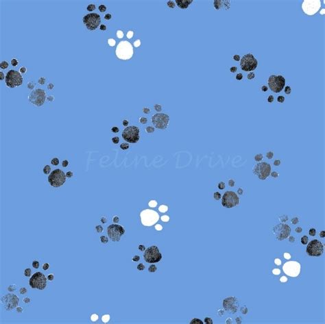 Fat Quarter Take Me Home Paw Prints Blue