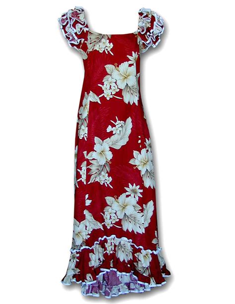 Hawaiian Long Ruffle Muumuus Lanai Dress Hawaiian Wedding Place