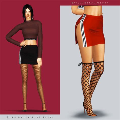 Side Split Mini Skirt Gorilla X3 Sims 4 Clothing Sims 4 Dresses Mini Skirts