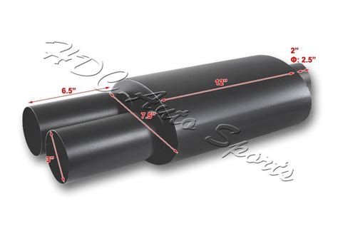 3 Dual Tip Black Stainless Steel Weld On Exhaust Muffler 25 Inlet