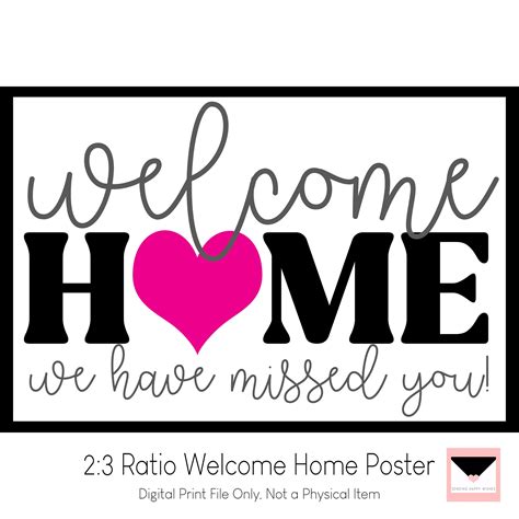 Welcome Home Heart Poster Digital File 2:3 Ratio - Etsy