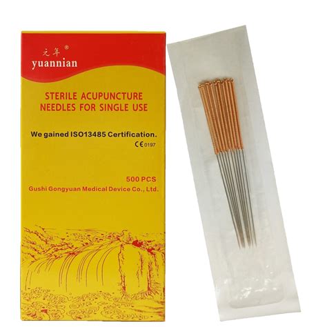 Copper Handle Acupuncture Needles Sterile Disposable Painless With