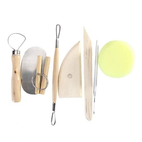 Ensemble d outils de modélisation en pâte en bois de 8 pcs en métal et