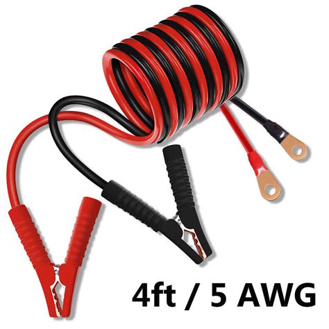 5 Awg Power Inverter Battery Cables Alligator Clamp 4ft Copper Wire Solar Car Rv Ebay