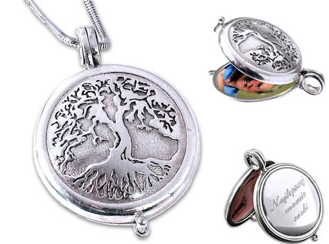 Серебряный открывающийся медальон Древо Жизни - гравировка купить с ...