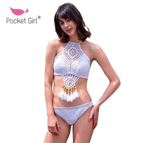 Pocket Girl Conjunto De Bikini De ganchillo para mujer traje De baño