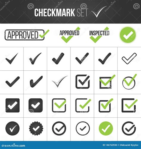 Checkmark Or Tick Mark Collection Set Acceptance Approval Right