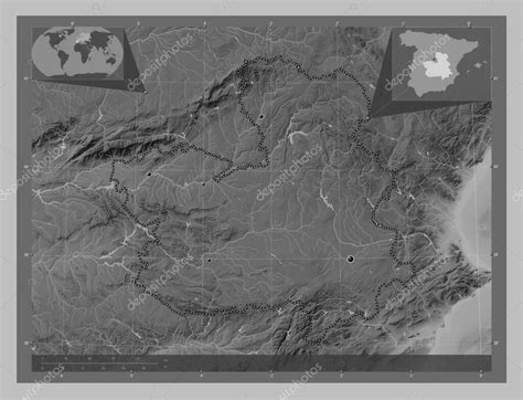 Castilla La Mancha Autonomous Community Of Spain Grayscale Elevation