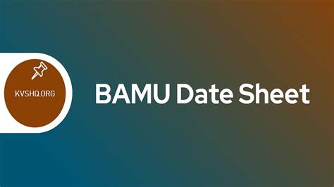 BAMU Date Sheet 2023 University Time Table For BA BSC