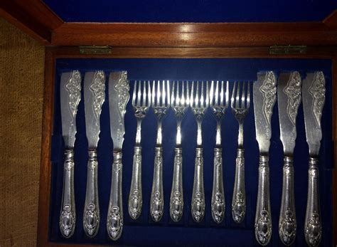 Antique Piece Sterling Silver Fish Knife And Fork Set Instappraisal