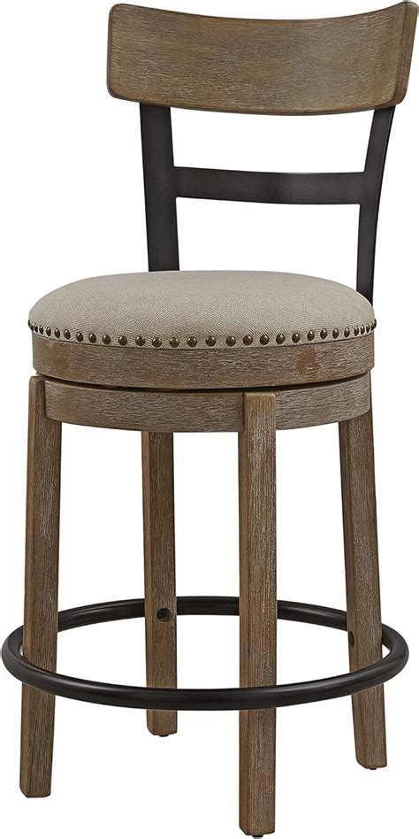 Ball Cast Swivel Counter Height Barstool Inch Seat Height Taupe