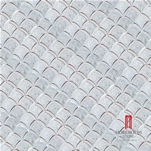 Water Jet Bianco Carrara White Marble With Shell Mosaic Tile For Wall