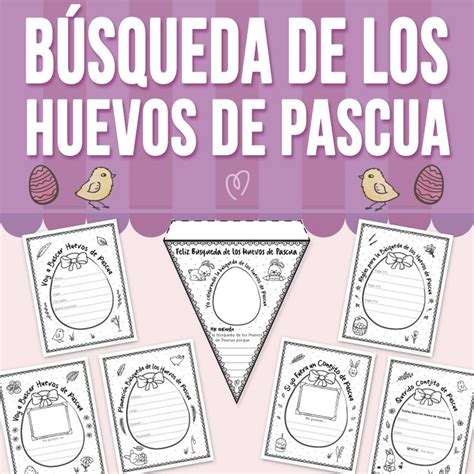 Búsqueda de los Huevos de Pascua Actividad de Escritura y Banderín