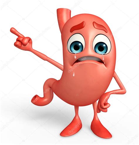 Cartoon Character of stomach with pointing pose — Stock Photo ...