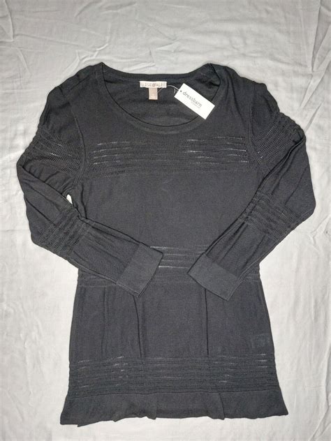 Dress Barn Roz Ali Womens Sweater Black Tunic Round Neck Sm New With