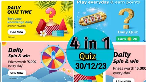 Amazon Quiz Answers Today Amazon Daily Quiz Time Daily Spin And