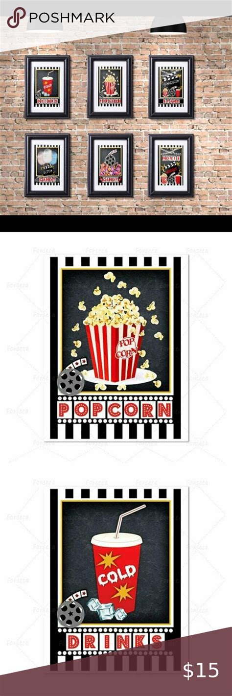 Movie Concession Party Poster Popcorn Candy Wall Art Set of 6 Prints 8 ...