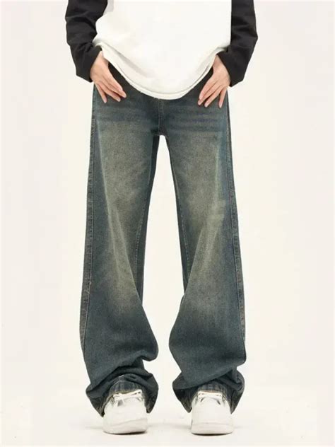 Jeans Para Hombre Y2K Hombre Coreano Casual Grunge Azul Pantalones De