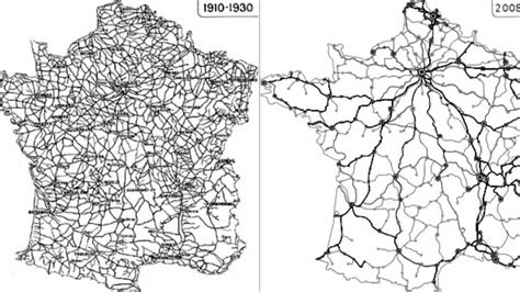 Réseau ferroviaire français les temps de parcours en 1882