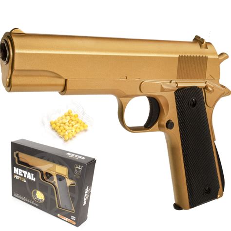 Pistola Colt M1911 Airsoft A Resorte Dorada Balines 6mm