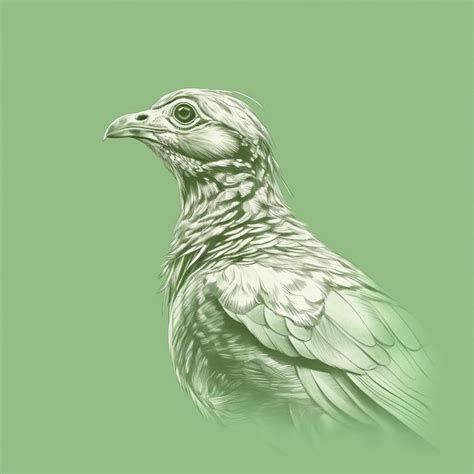 Premium AI Image | Realistic Ink And Graphite Drawing Of A Pigeon On Green Paper