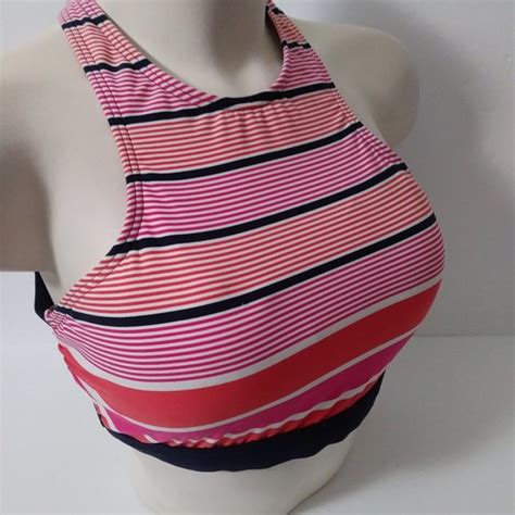 Michael Kors Swim Michael Kors Abby Stripe High Neck Bikini Top