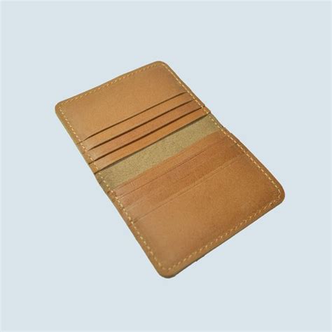 Jual Dompet Kartu Kulit Asli Model Lipat Slot Kartu Card Wallet Tan