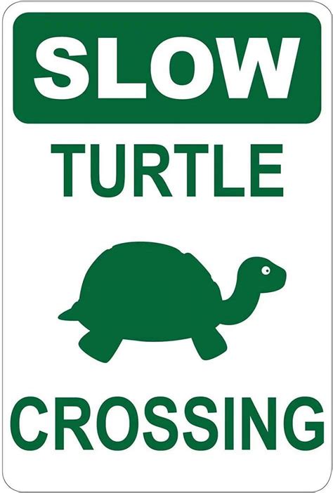 Metal Sign Slow Turtle Crossing Signs Warning Sign Caution Aluminum Tin