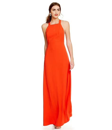 Jill Jill Stuart Halter Neck T Back Gown Sz 0 Tangerine Ebay