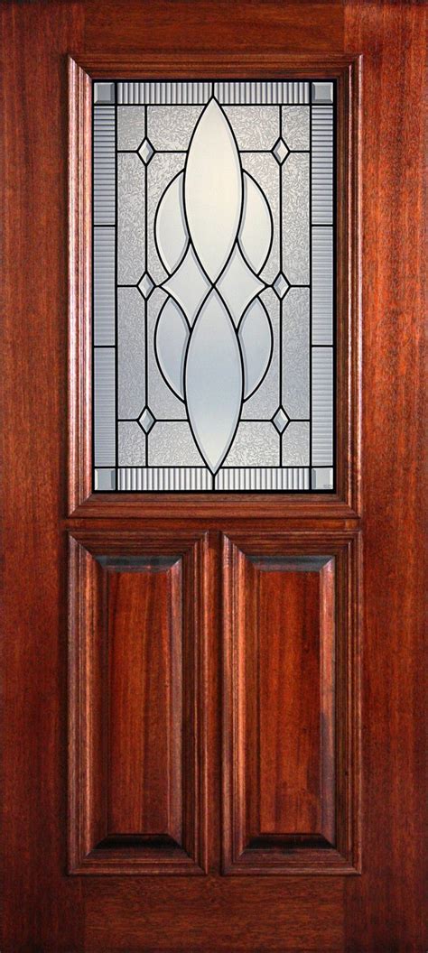 6 8 1 2 Half Lite Decorative Glass Mahogany Wood Front Door PD