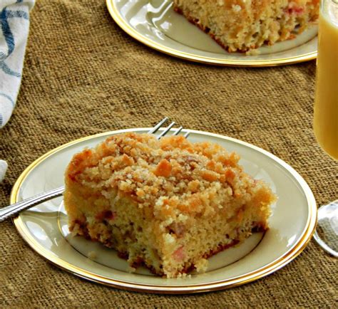 Sour Cream Rhubarb Coffee Cake Frugal Hausfrau