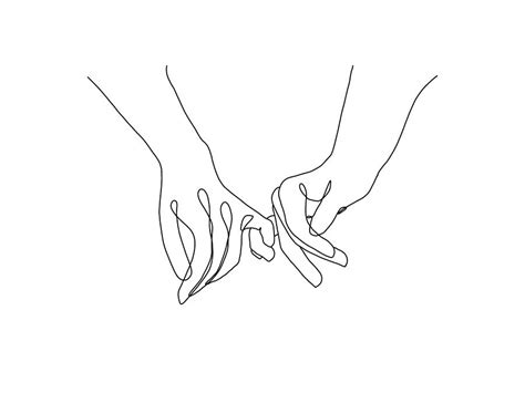 Pinky Promise One Line Art Drawing by Doodle Intent - Fine Art America