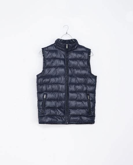 Zara Quilted Waistcoat In Blue For Men Navy Blue Lyst