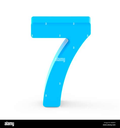 Light Blue Number 7 3d Rendering Graphic Isolated White Background