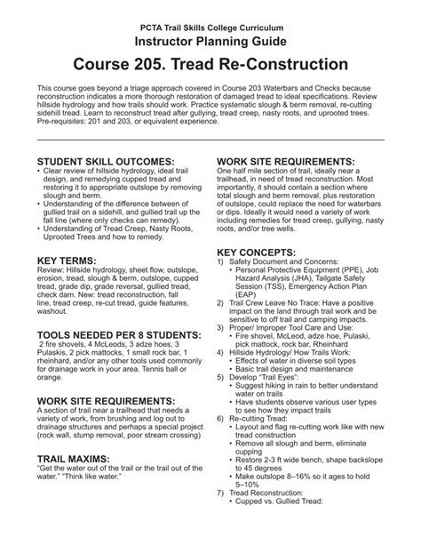 PDF Course 205 Tread Re ConstructionA McLeod Used As An Outslope