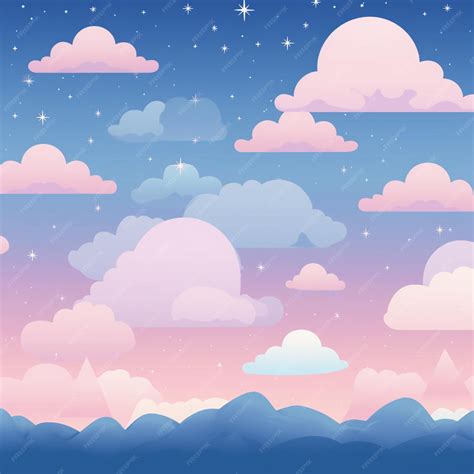 Premium AI Image | there is a cartoon sky with clouds and stars in the ...