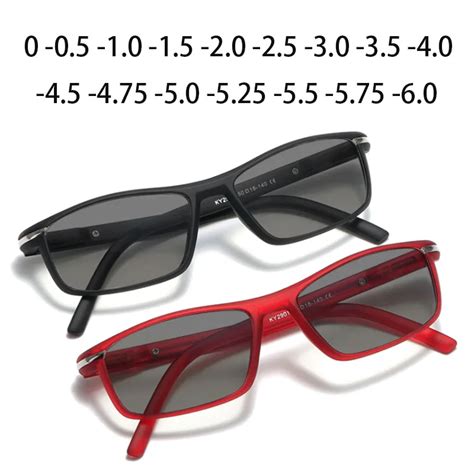 Sun Photochromic Myopia Eyeglasses Men Finished Square Chameleon Lens Prescription Glasses 0 0 5