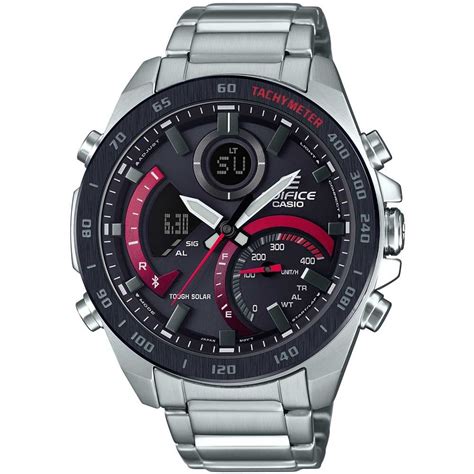 Casio Edifice Men S Bluetooth Tough Solar Black Dial Smartwatch ECB