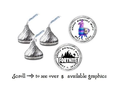 108 Personalized Fortnite Gaming Birthday Hershey Kiss Candy Labels