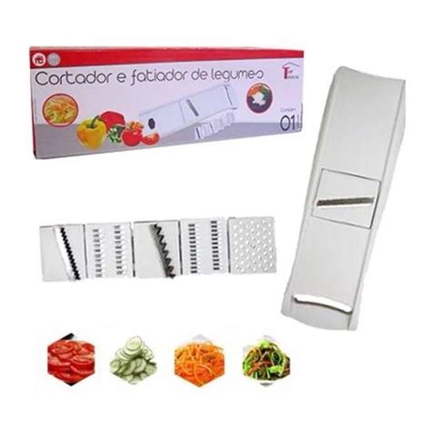 Cortador Fatiador Legumes Verduras Mandolin Lâminas Inox 8 Peças