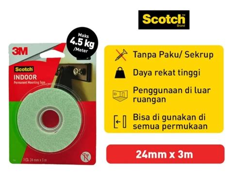 Scotch M Double Tape Mounting Perekat Isolasi Mounting Tape Permanen